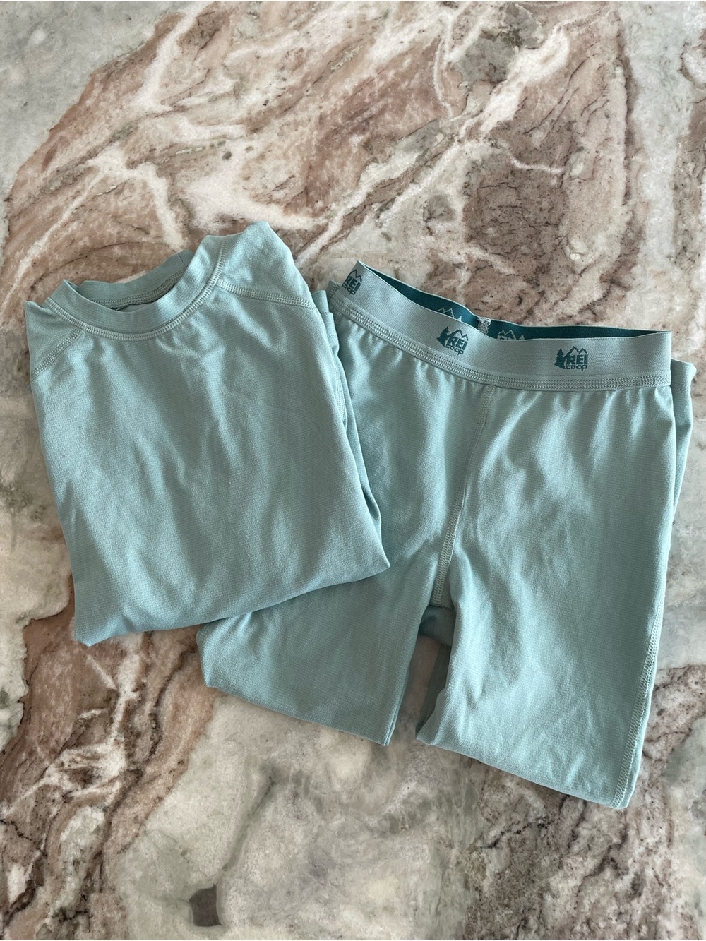 REI Co-op Kids Thermal Base Layer Winter Set Size 6-7 Green